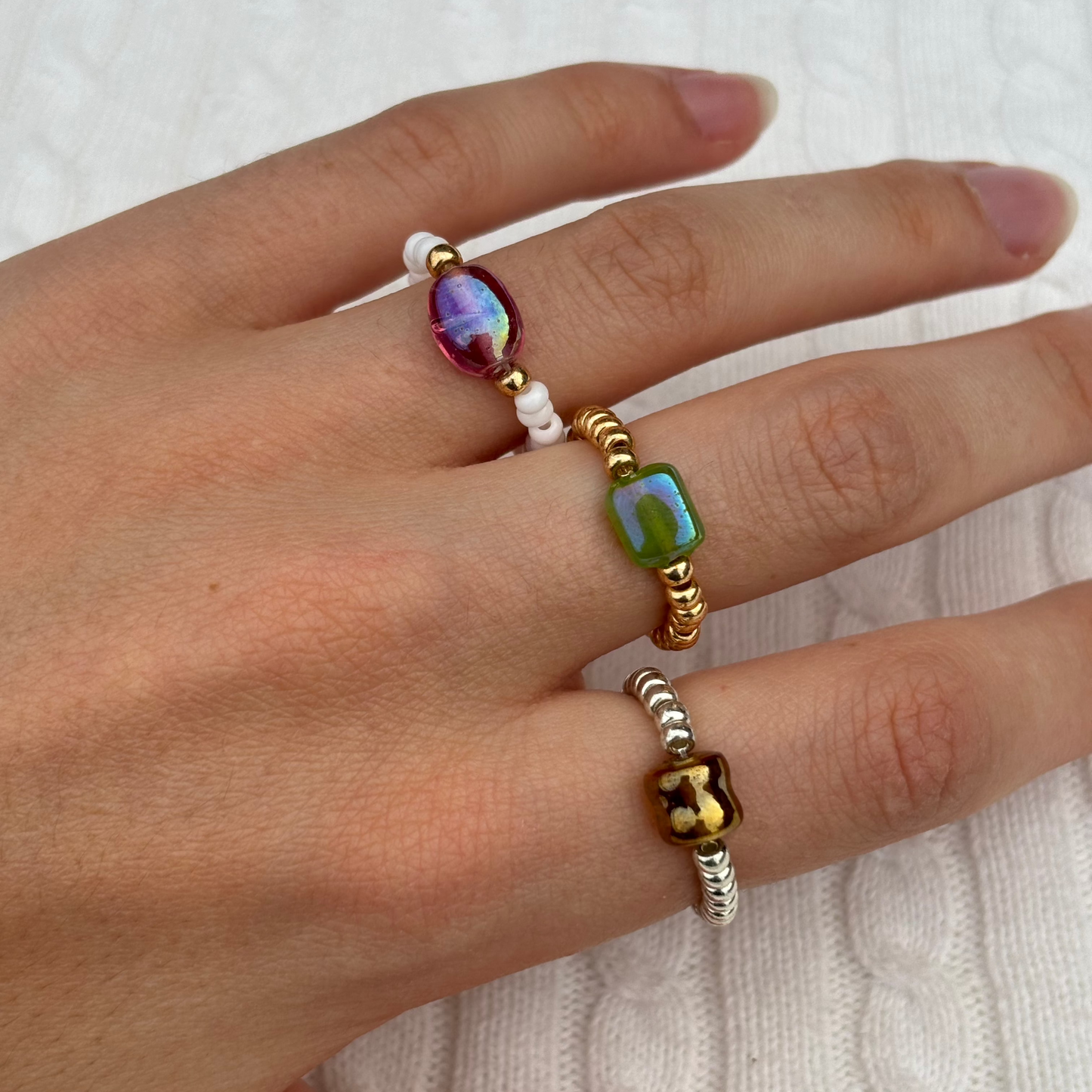 Vintage Glass Bead Rings