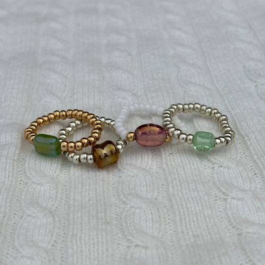 Vintage Glass Bead Rings