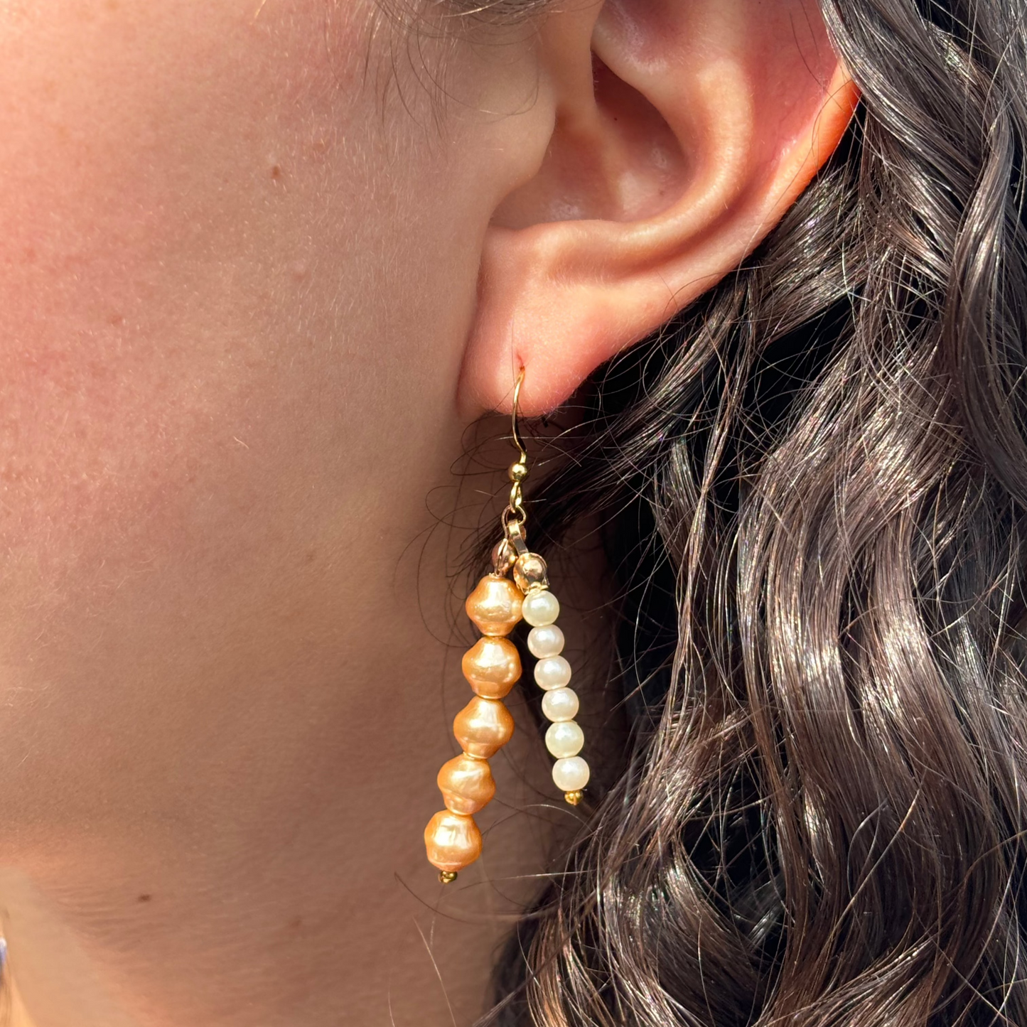 Dual Drop Pearl Earrings