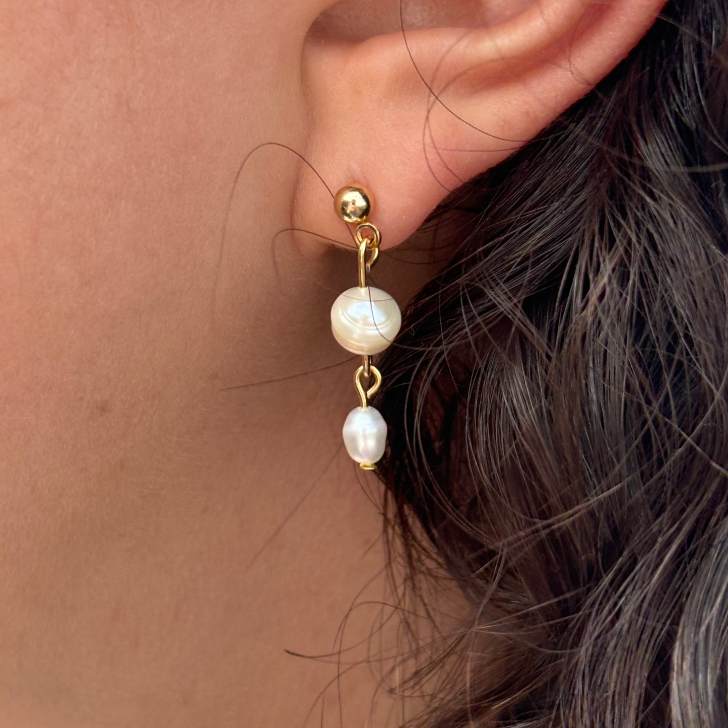 Amagansett Dual Pearl Drop Earrings